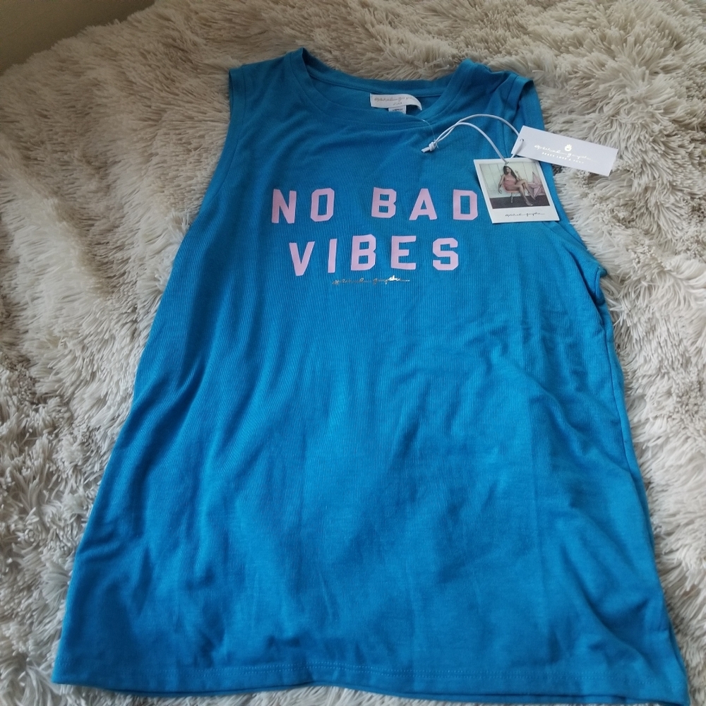 Spiritual Gangster No Bad Vibes blue tank new - Picture 2 of 6